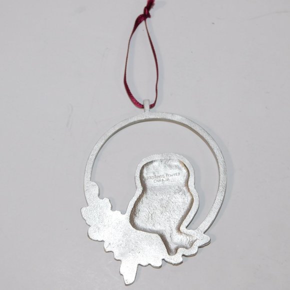 2013 Amos Pewter Canada 3" Circle Owl Christmas Ornament - Picture 5 of 6
